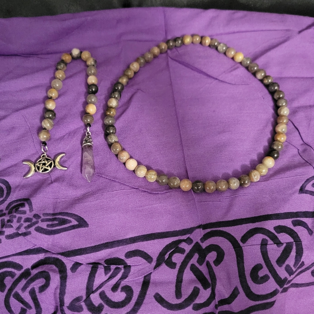 Chocolate Moonstone Choker & Matching Pendulum Set